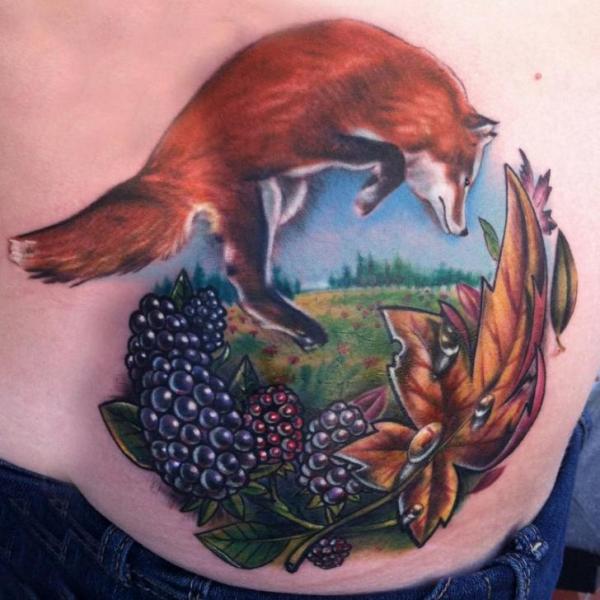 Jumping Red Fox tattoo