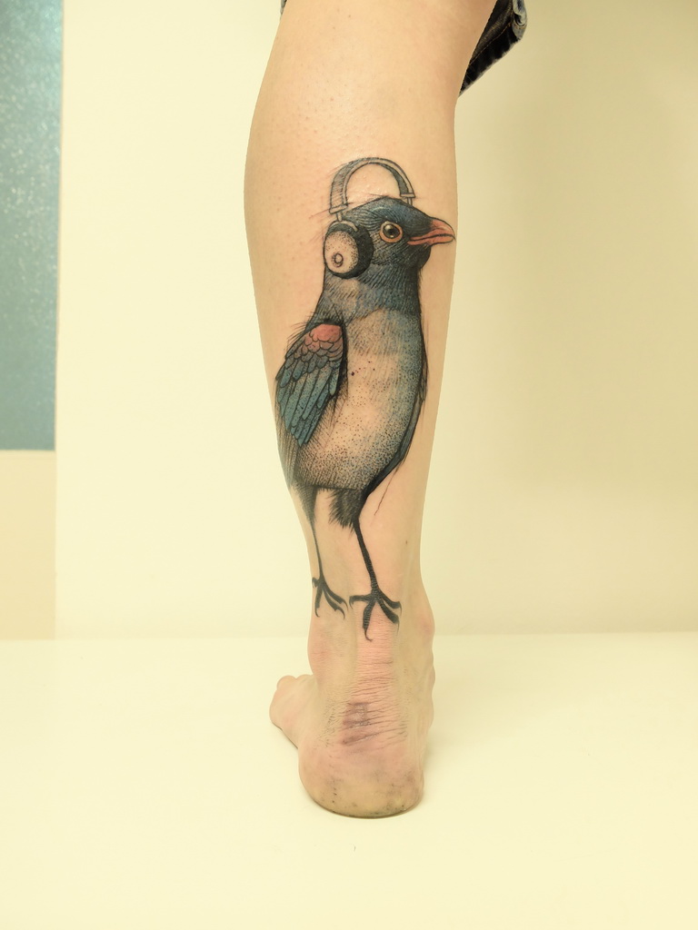Meloman Bird tattoo by Jan Mràz