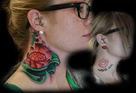 Neck Lotus Cover Up tattoo design - Best Tattoo Ideas Gallery
