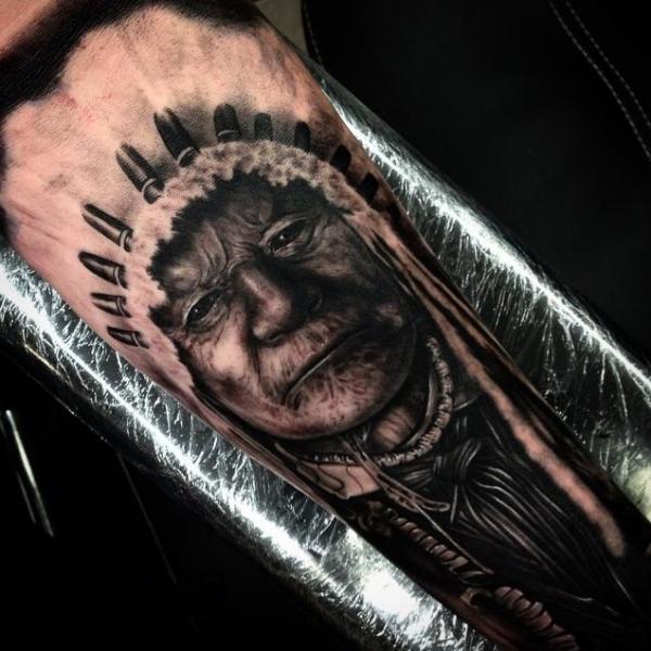Old Indian Elder Realistic tattoo by Drew Apicture
