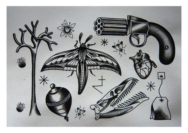 Old School Mash Up tattoo sketches