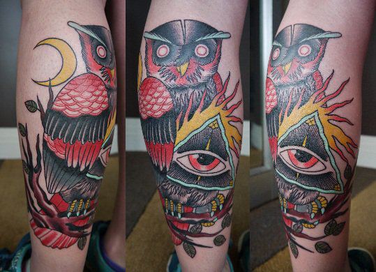 Owl Eye of Providence New School tattoo by Marked For Life