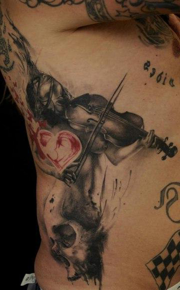Passionate Violin Trash Polka tattoo
