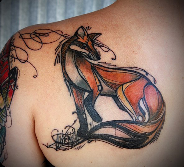 Plain Color Fox Graphic tattoo idea