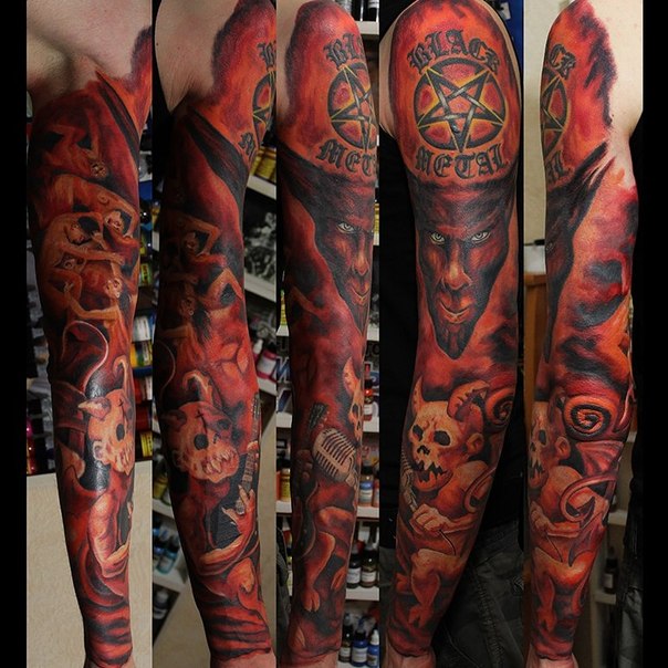 Satan and Imps tattoo sleeve