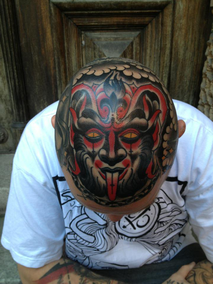 Satyr Mask head tattoo design