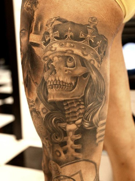 Skeleton King Chicano tattoo