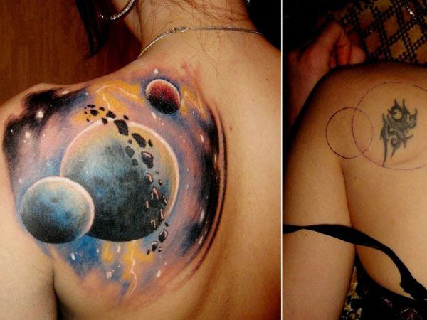 Space Planets Cover Up tattoo
