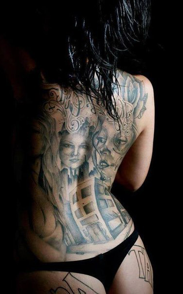 Street Girls Chicano tattoo on Back