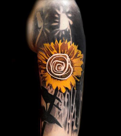 Sunflower Trash Polka tattoo