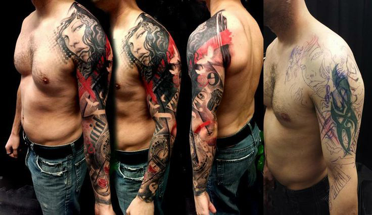 Trash Polka Cover Up tattoo design