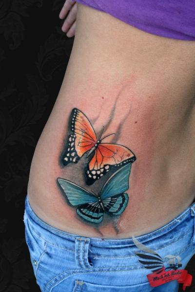 Two Butterflies tattoo by Black Ink Studio