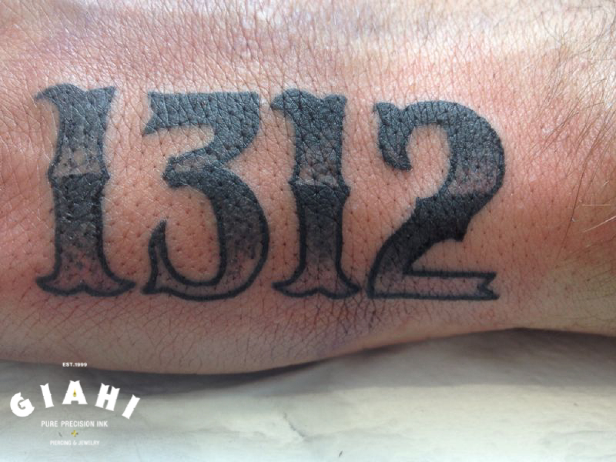 1312 Lettering tattoo by Elda Bernardes