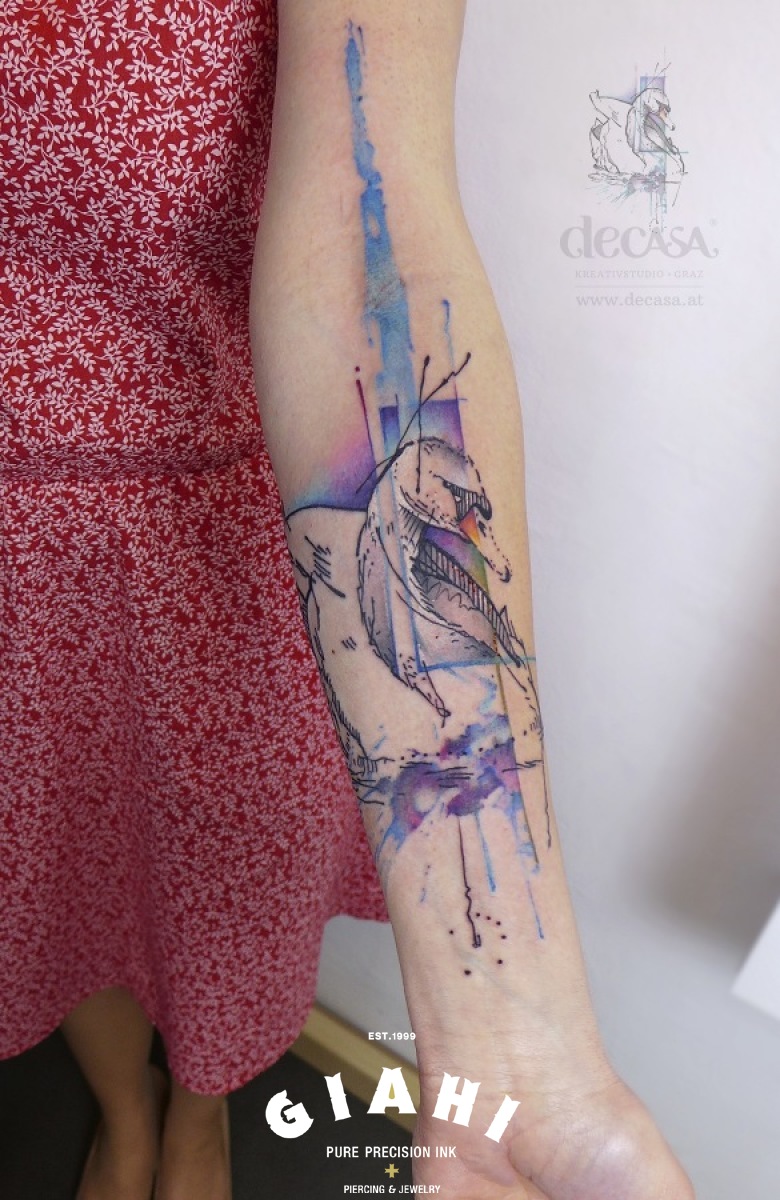 Aquarelle White Swan tattoo by Carola Deutsch - Best Tattoo Ideas Gallery