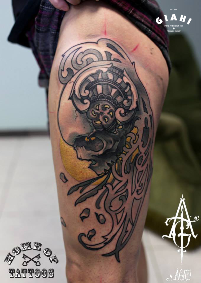 Baroque Skull tattoo by Agat Artemji