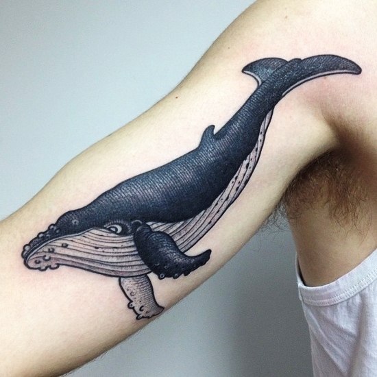 Big Whale Nautical tattoo on Hand
