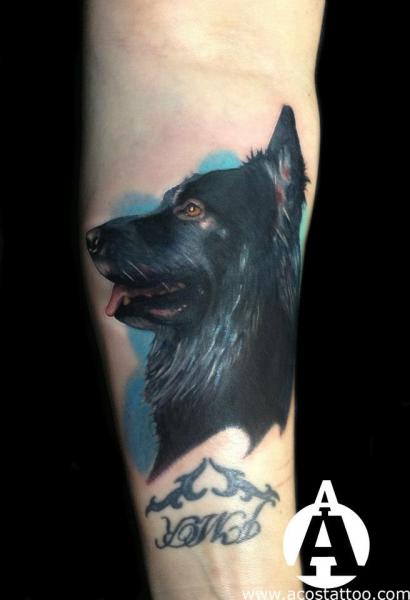 Black dog color portrait by Marco Hyder TattooNOW