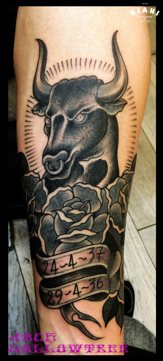 Cattle Skull Bull Horn Temporary Tattoo Sticker - OhMyTat