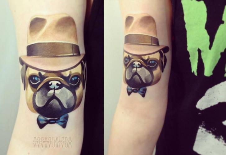 Bulldog in Hat tattoo by Sasha Unisex
