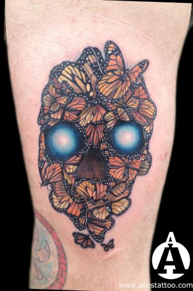 Butterfly Skull tattoo by Andres Acosta