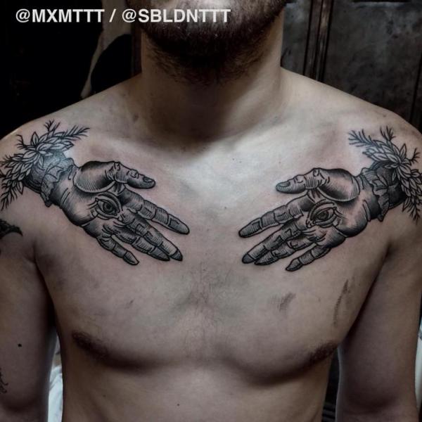Chest Hand Eyes Graphic tattoo by MXM