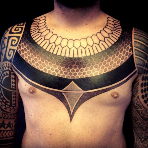 Collar Ethnic Blackwork tattoo