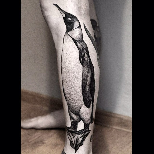 Dotwork Penguin tattoo by Bartek Wojda