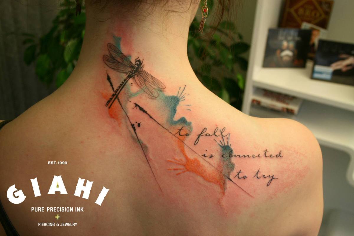 Dragonfly To Fall Is Connected To Try Aquarelle tattoo by Roony