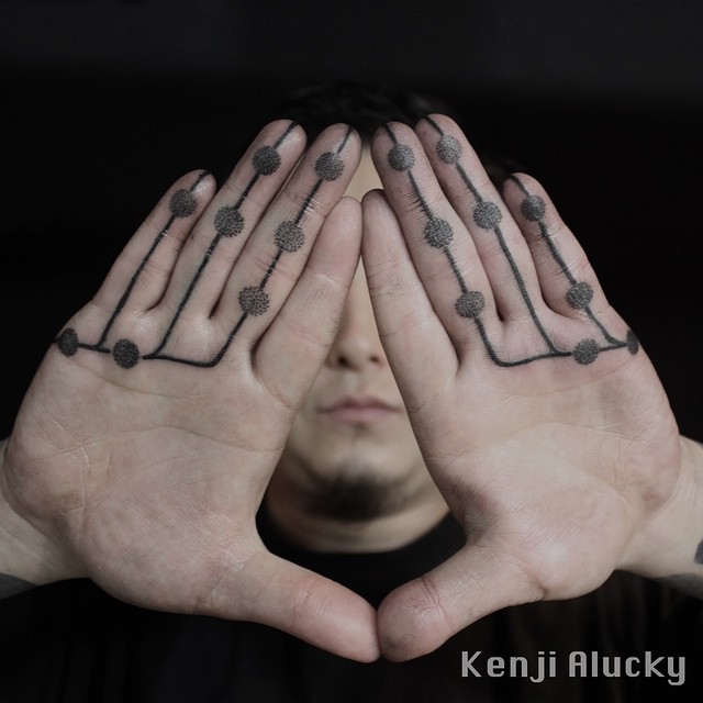 Fingers Dots and Lines Black tattoo by Kenji Alucky