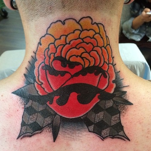 Flower Neck tattoo by Nick Baldwin