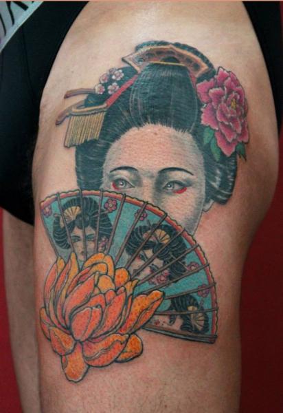Geisha Fan tattoo by Skin Deep Art japanese style