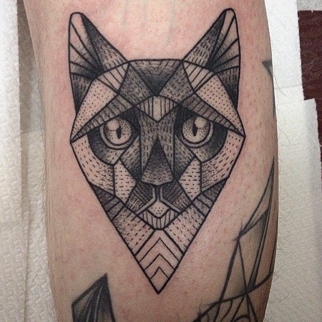 Geometric Cat Tattoo Idea  BlackInk
