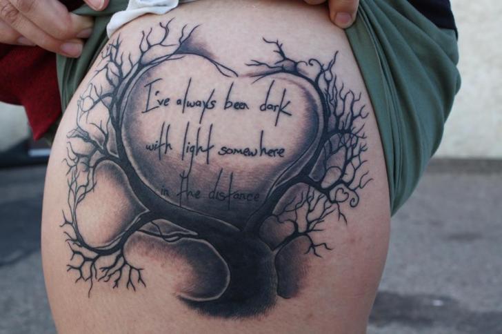 Graphic Heart I've Always Been Dark Lettering tattoo by Tantrix Body Art