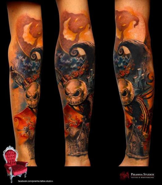Jack Skellington tattoo sleeve by Piranha Tattoo Supplies