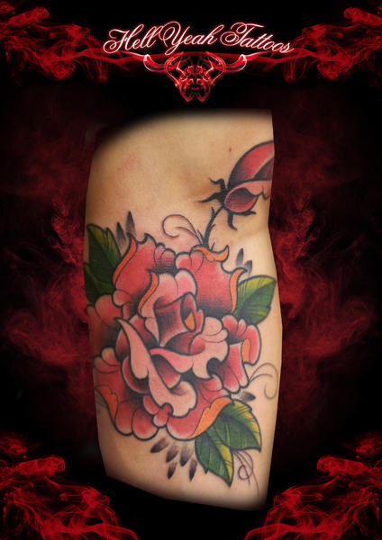 Just Red Rose tattoo by Hellyeah Tattoos