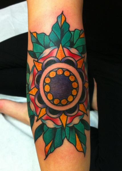 Mandala Flower Old School tattoo by Three Kings Tattoo