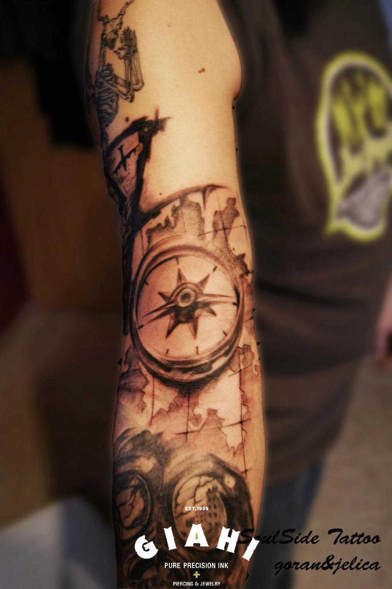 Map Compass Graphic tattoo by Goran Petrovic