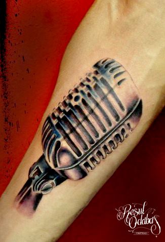 Metal Microphone Realistic tattoo by Resul Odabaş