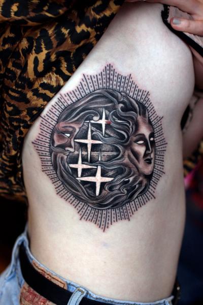 Moon and Sun Blackwork tattoo by Three Kings Tattoo