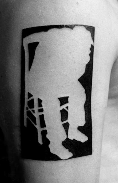 Negative Sad Man Shape Blackwork tattoo