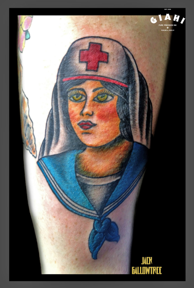 Old School Sailor Girl tattoo by Jack Gallowtree