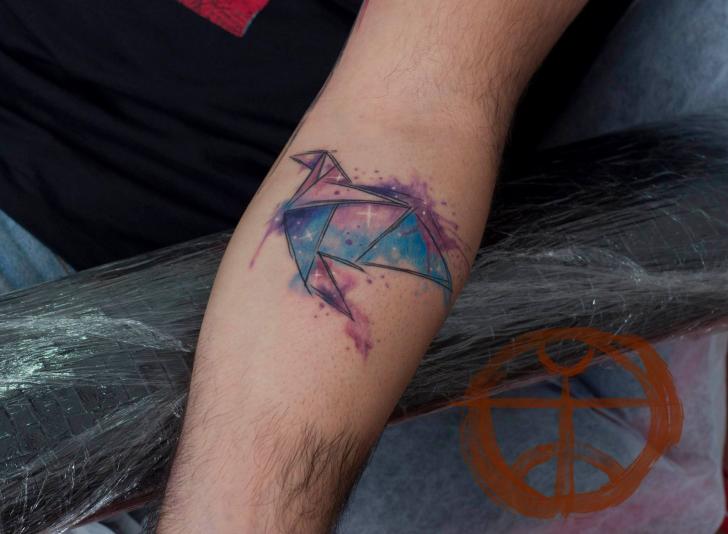 Origami Nebula tattoo by Galata Tattoo on Arm