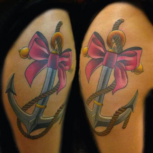 Pink Bow-Tie Anchor tattoo by Transcend Tattoo