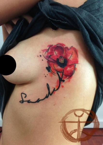 Poppy Lettering tattoo by Galata Tattoo