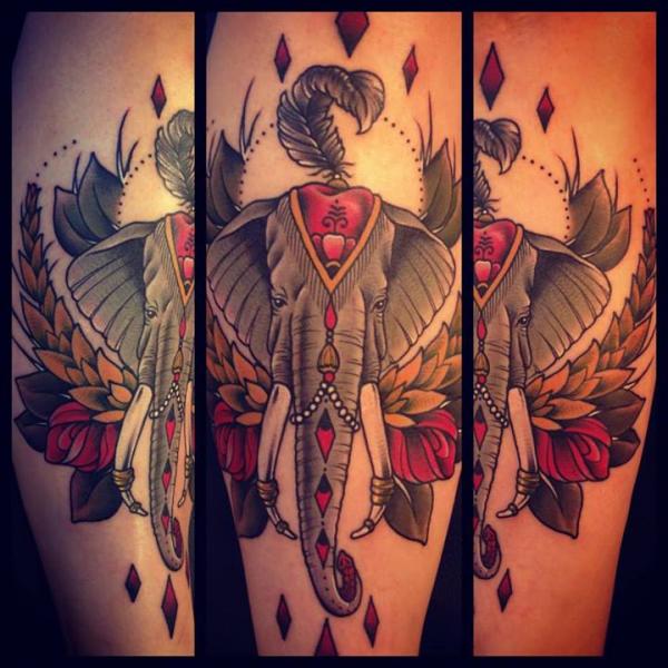 Rhombus Elephant tattoo by Sarah B Bolen