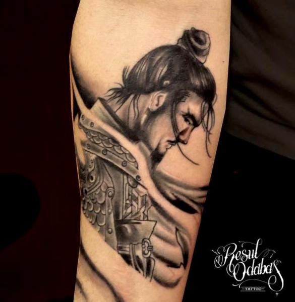 Sad Graphic Samurai tattoo by Resul Odabaş