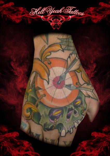 Scull Darts Aim tattoo by Hellyeah Tattoos