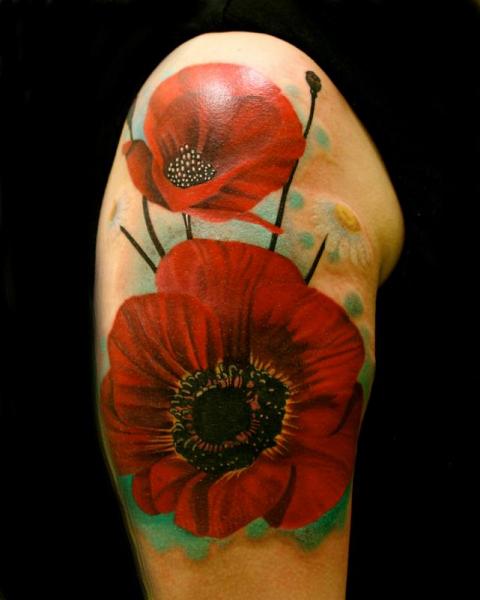 Shoulder Red Poppies tattoo