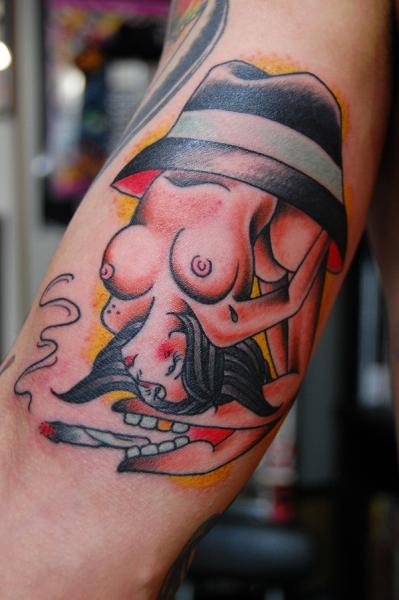 Smoking Man Bended Girl tattoo by Illsynapse