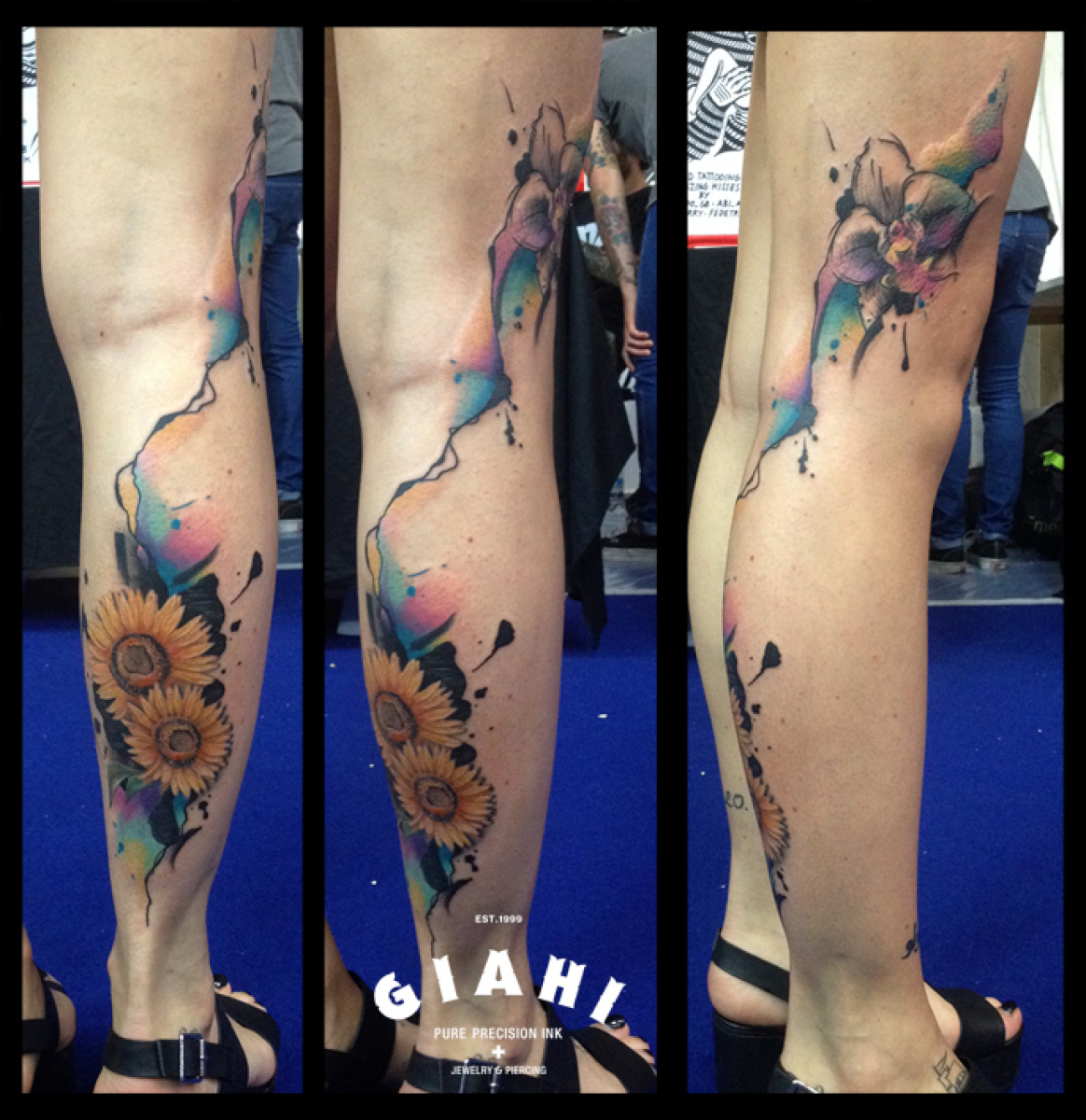 Sunflowers Leg tattoo by Live Two